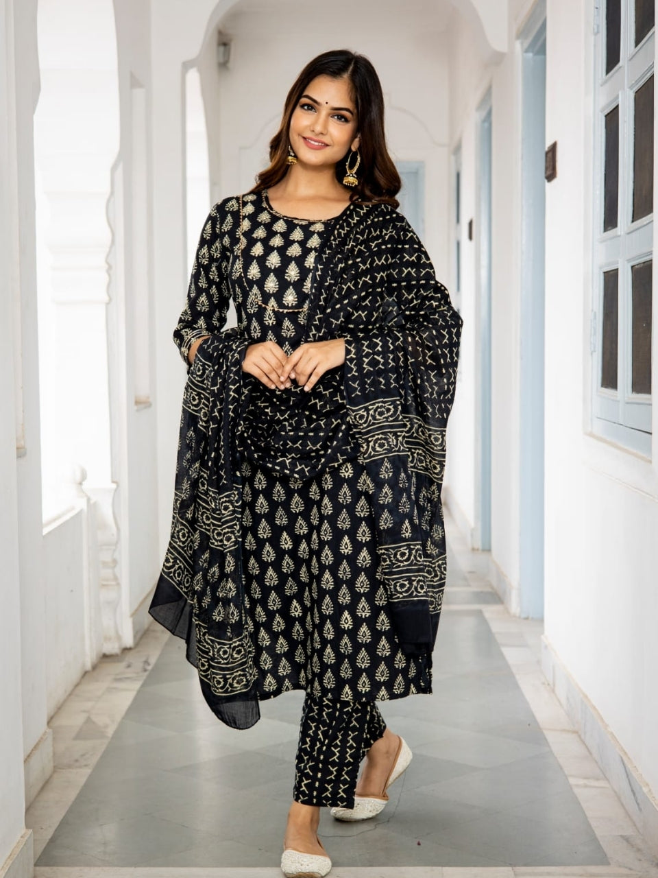 Black Cotton Suit Set