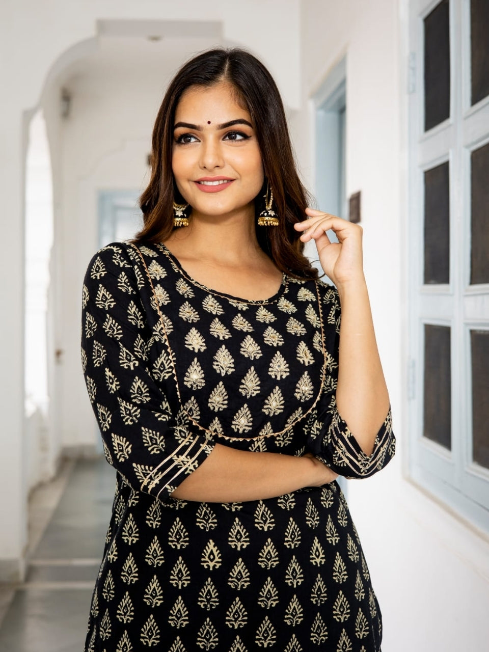 Black Cotton Suit Set