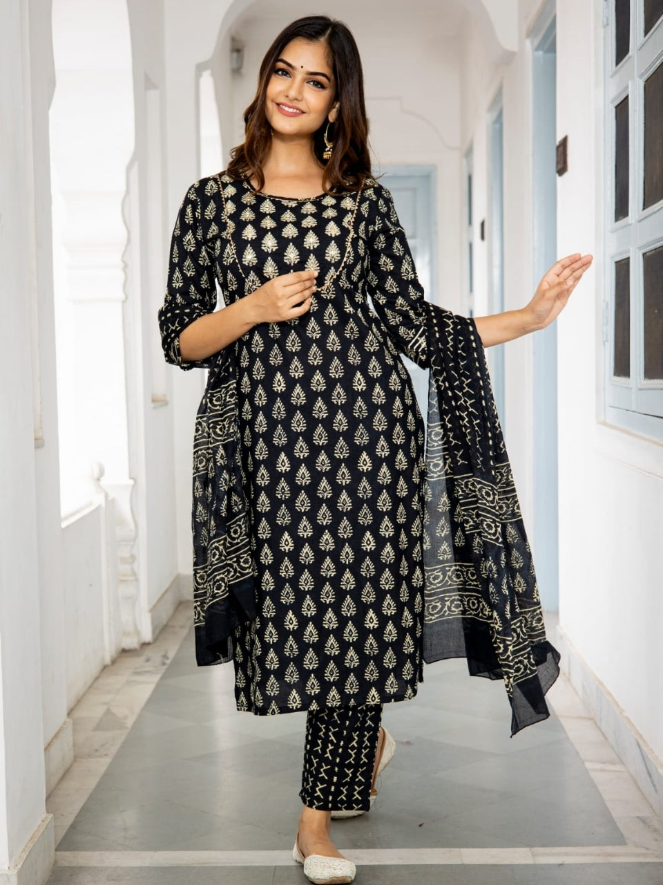 Black Cotton Suit Set