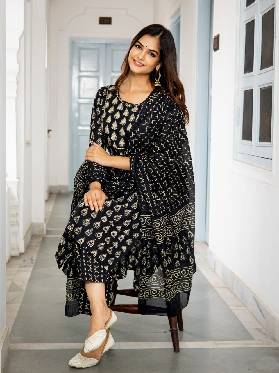 Black Cotton Suit Set