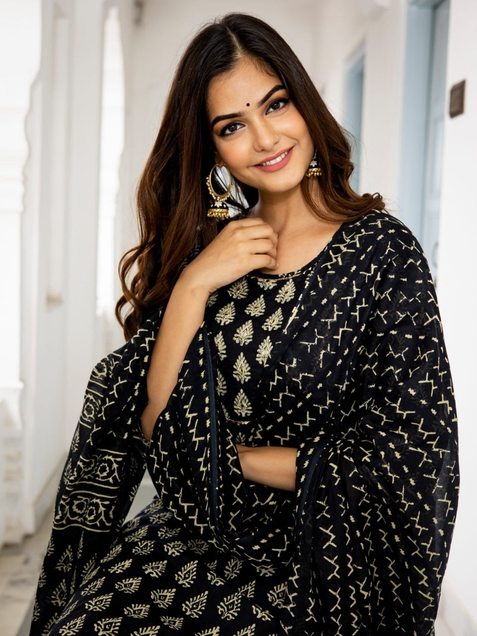 Black Cotton Suit Set