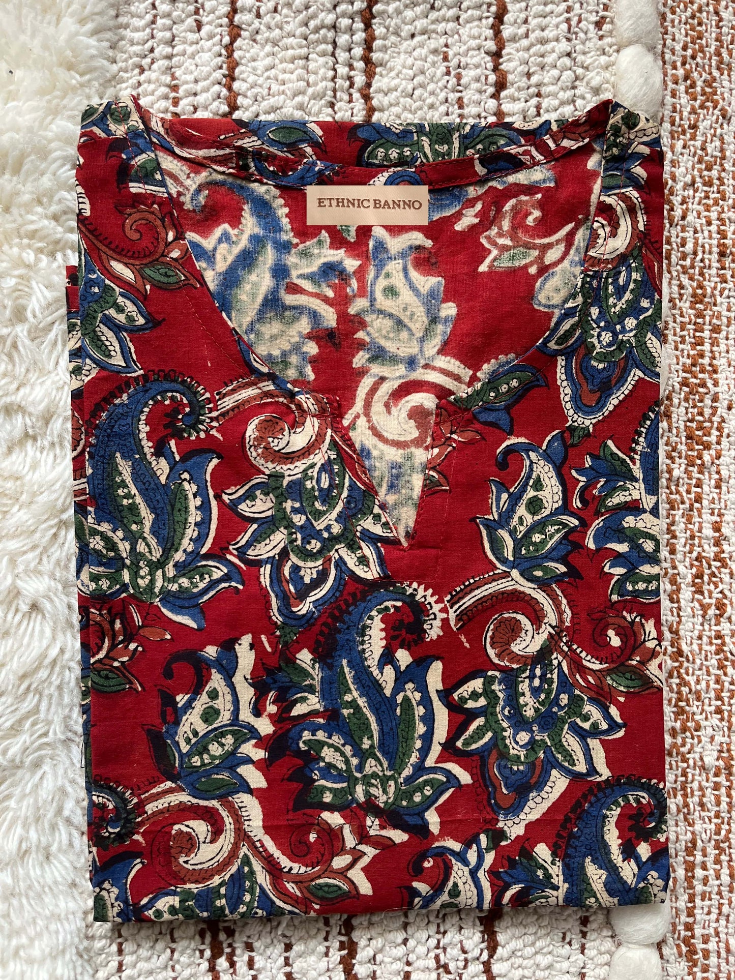 Maroon hand block kurti