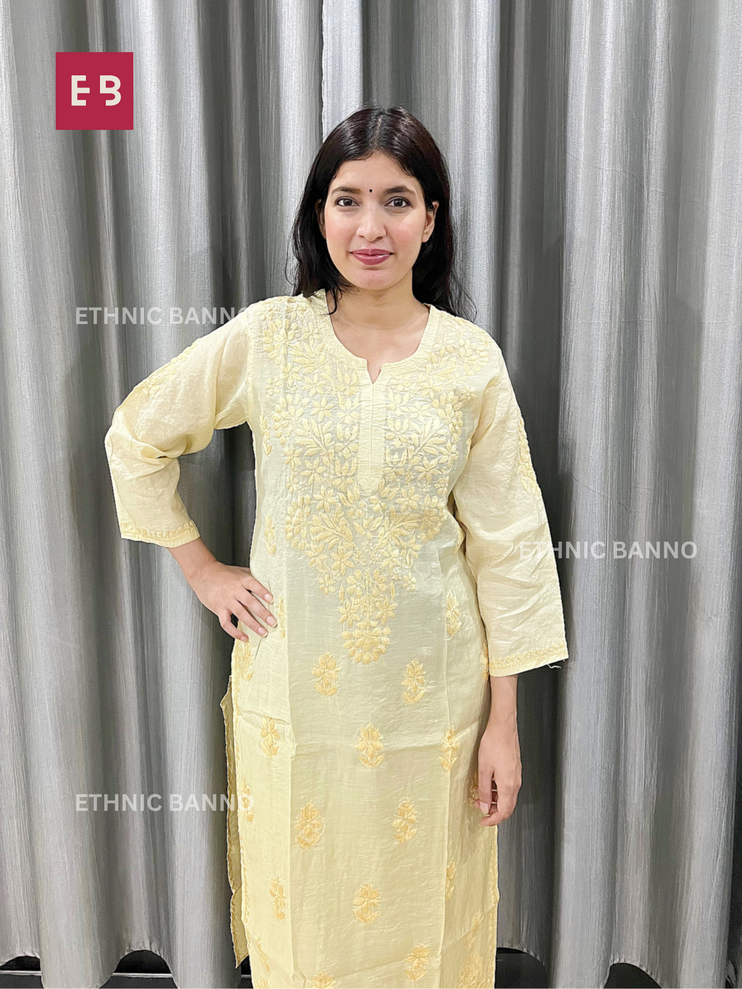Noor Yellow Chanderi Ombre Long Kurta