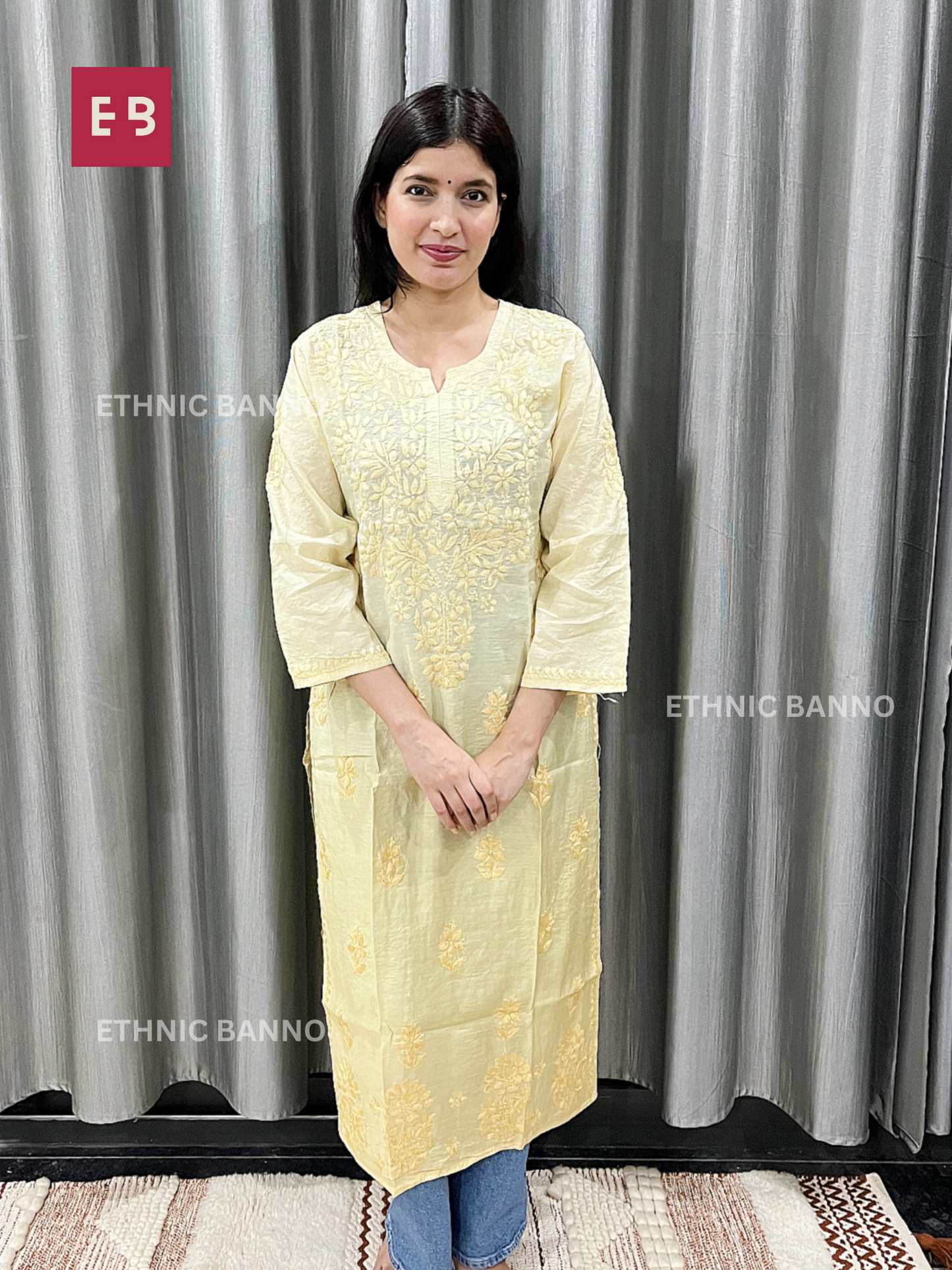 Noor Yellow Chanderi Ombre Long Kurta