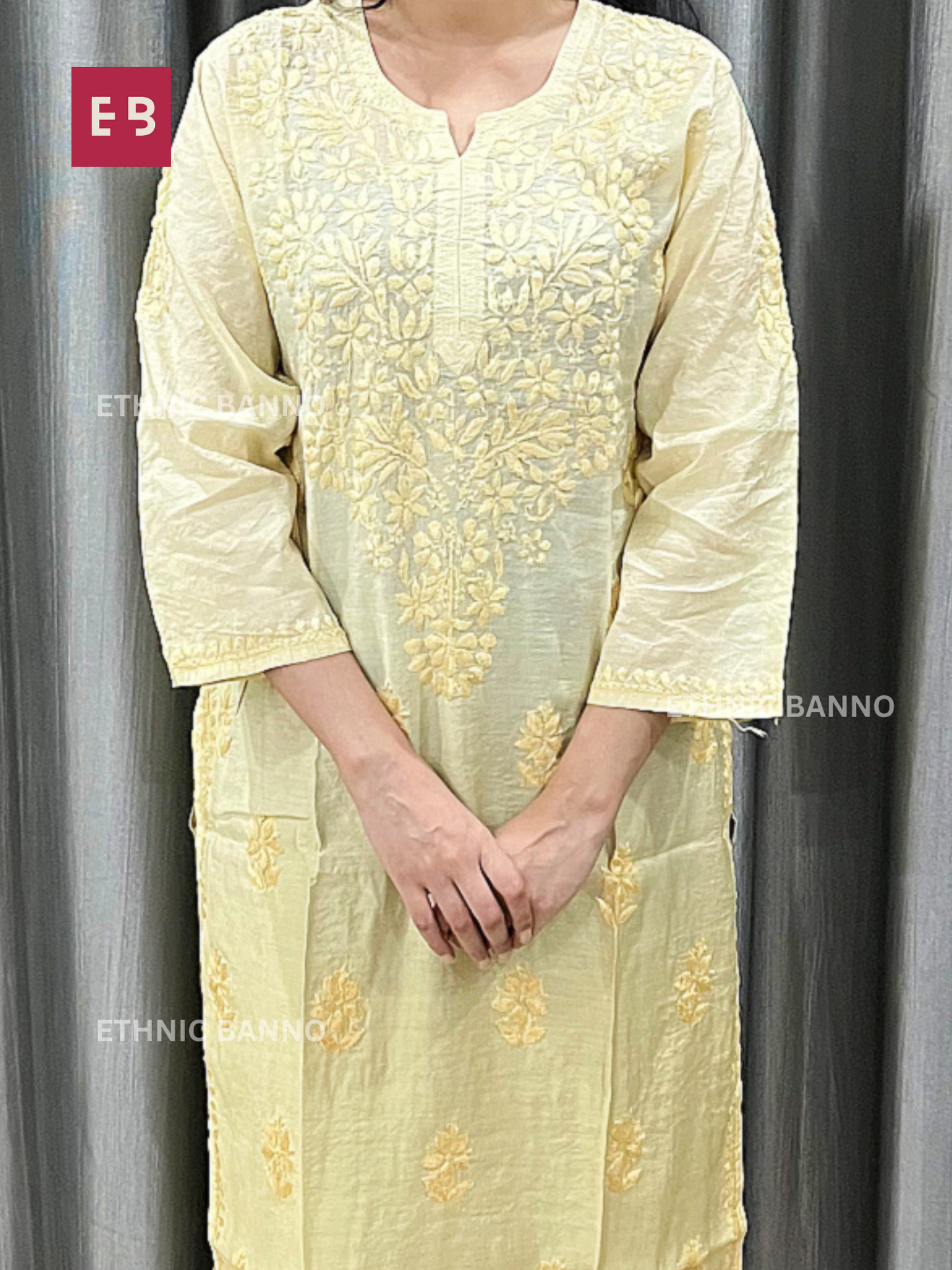 Noor Yellow Chanderi Ombre Long Kurta