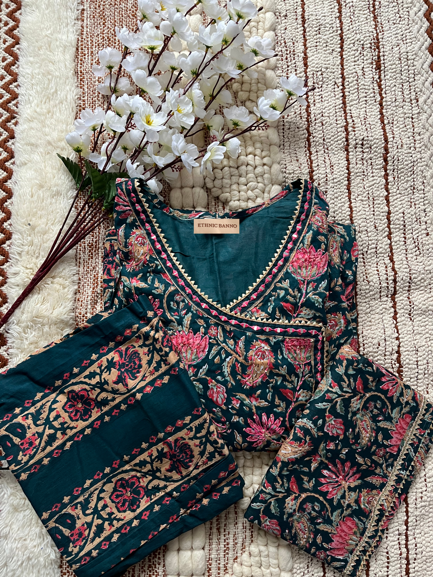 Green Angrakha Style Anarkali Suit Set